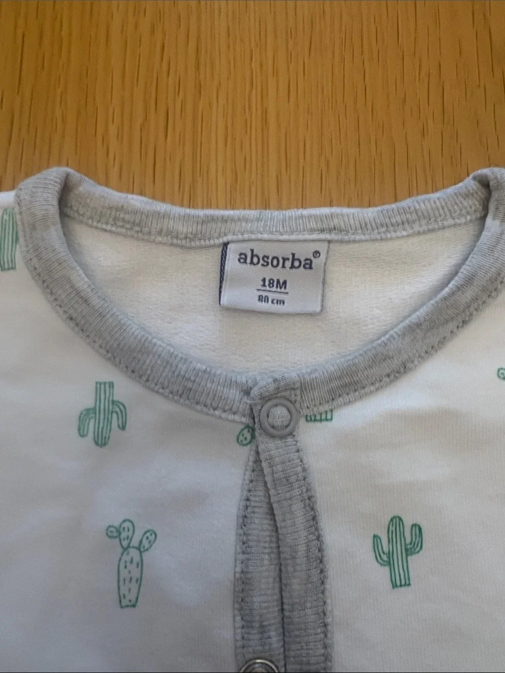 Absorba Gray Hoodie Jacket & White Cactus Print Footed Onesie - aged 18months